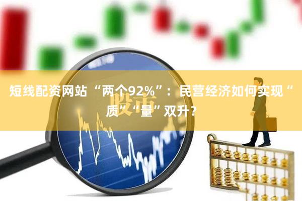 短线配资网站 “两个92%”：民营经济如何实现“质”“量”双升？
